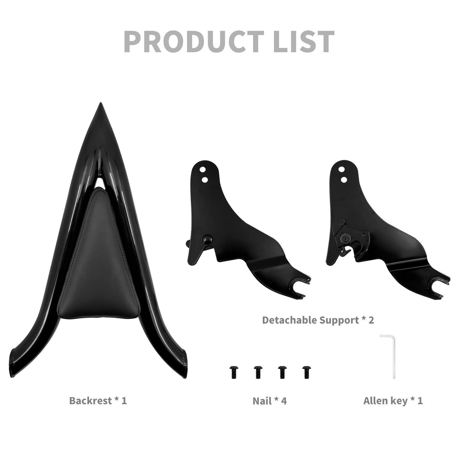 取り外し 乗客 後部座席 ピリオンパッド パッド ハーレー用 背もたれ シーシーバー ツーリング シーシーバー エレクトラグライド ロードキング バックレスト ロードグライド ストリートグライド バイク 用2009-2025 黒 HCmotorku 16