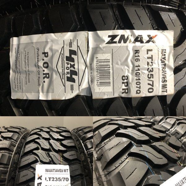 新品 ZMAX M/T LT235/70R16 8PR 夏タイヤ デイトナ 16インチ 6J5HPCD139.7±0 ホワイトレター マッドタイヤ ジムニー シエラ等VTY871 新品 ZMAX M/T LT235/70R16 8PR 夏タイヤ デイトナ 16インチ