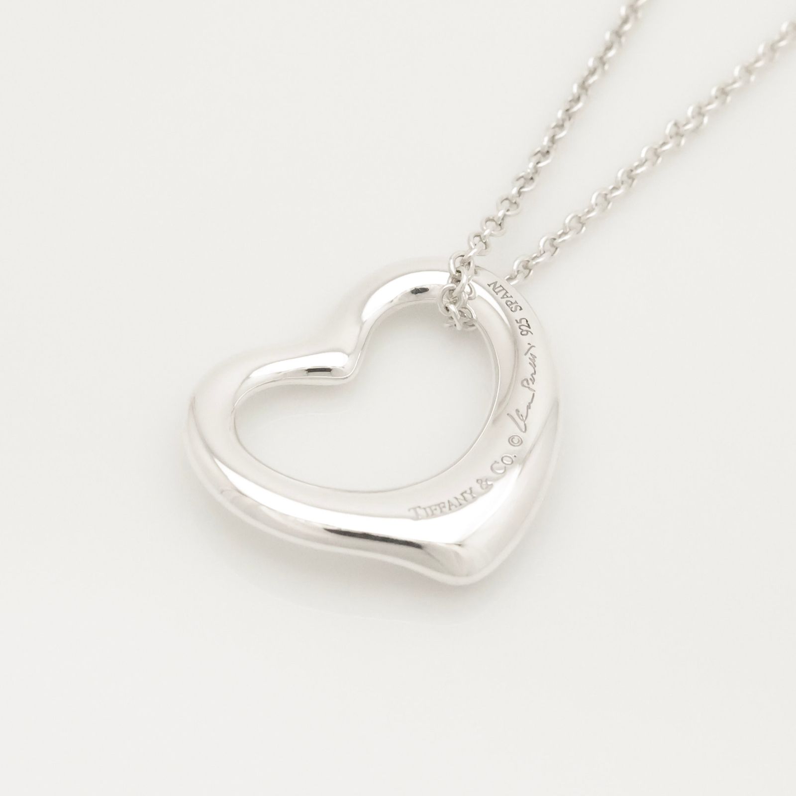 極美品 ティファニー オープンハート ペンダント AG925 エルサ ペレッティ TIFFANY&Co. ティファニー オープンハート ネックレス 22mm