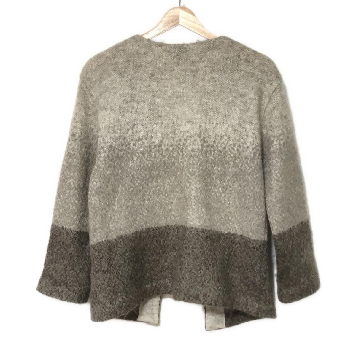 HANAE MORI ハナエモリ カーディガン サイズ38 M レディース - ベージュ×ダークブラウン 長袖