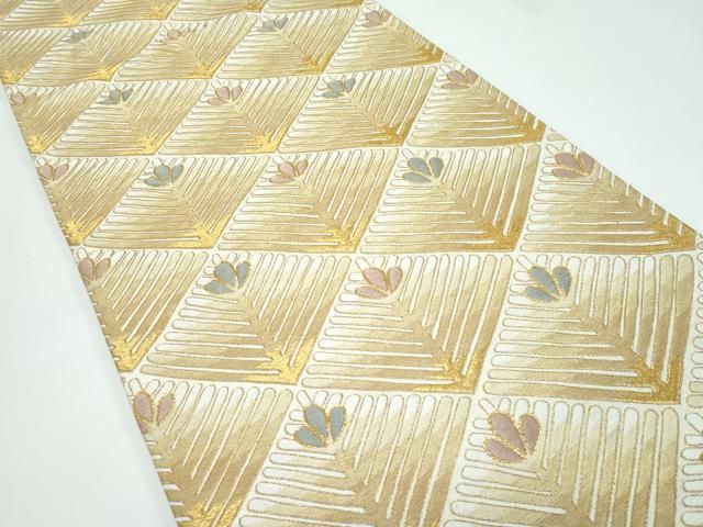 平和屋本店■極上　十七代京屋林蔵　全通柄袋帯　駒刺繍　菱松葉　金糸　たとう紙付き　逸品　CZAA3451s5 平和屋本店□極上 十七代京屋林蔵 全通柄袋帯 駒刺繍 菱松葉 金糸 た