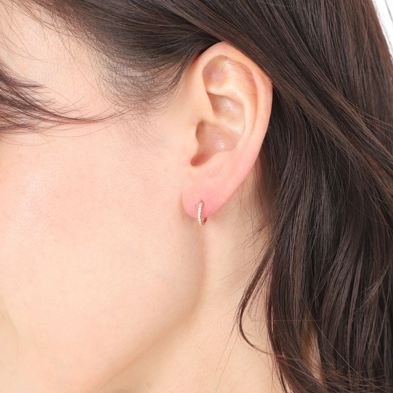 18金 フープピアス ダイヤモンド 0.1ct ピンクゴールド 1.1×10.5mm 