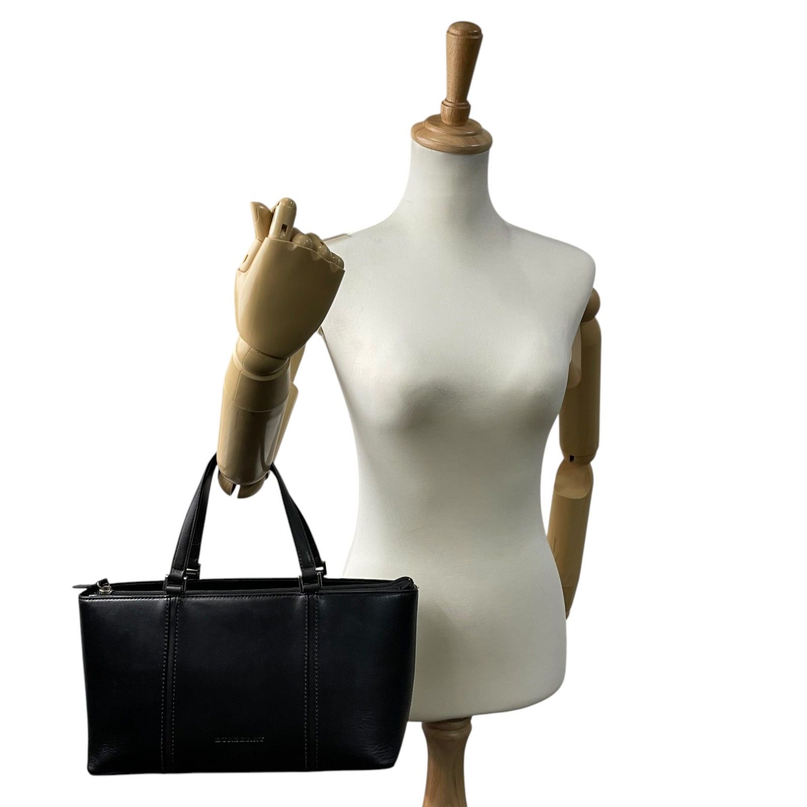 美品 BURBERRY バーバリー ハンドバッグ 本革 レザー 黒 ブラック ノバ