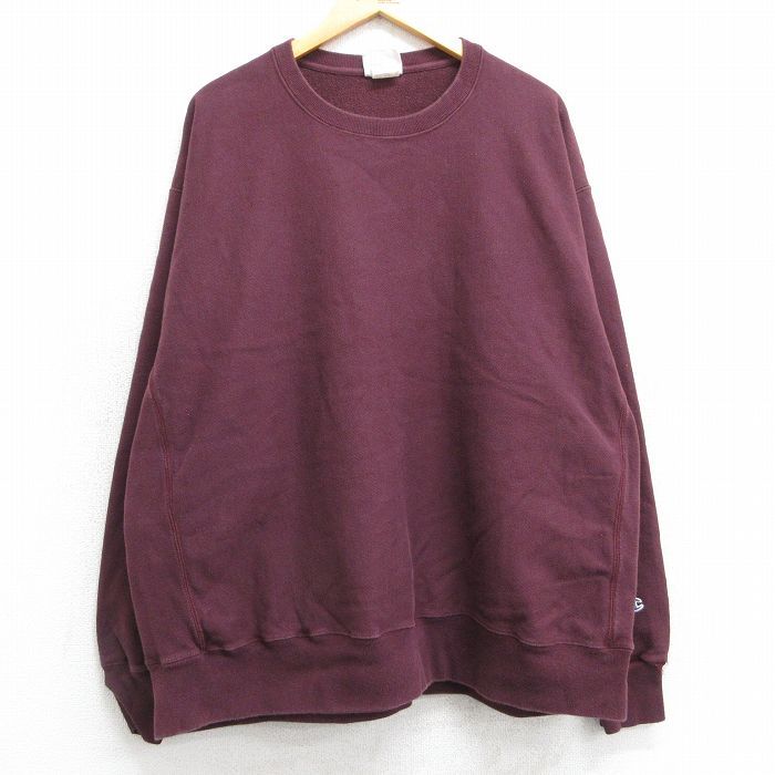 XL/古着 長袖 チャンピオン Champion リバースウィーブ メンズ 無地 大きいサイズ クルーネック エンジ 25feb07 中古 スウェット スエット 