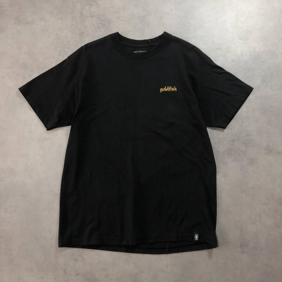 GQ1562 Girl Skateboards 90 s fish Tee L 黒 ガールスケートボード ゴールドフィッシュ 刺繍ロゴ