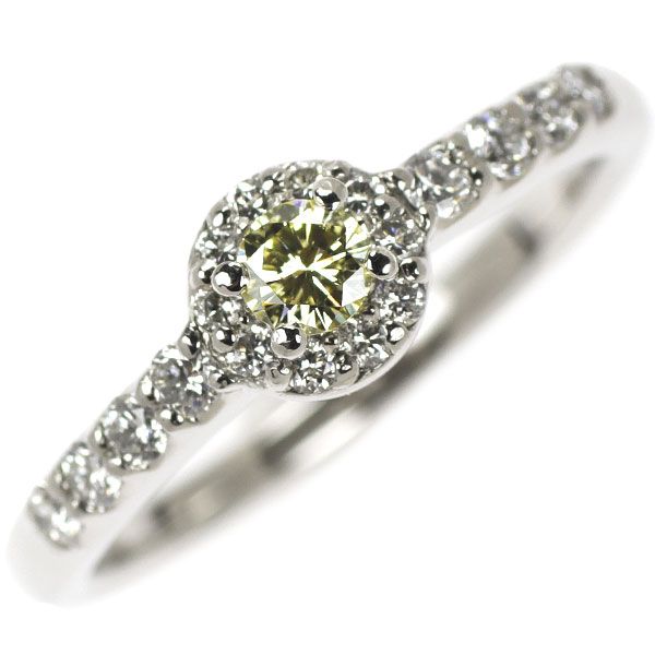 スタージュエリー Pt950 天然イエロー ダイヤモンド  リング 0.10ct D0.25ct 