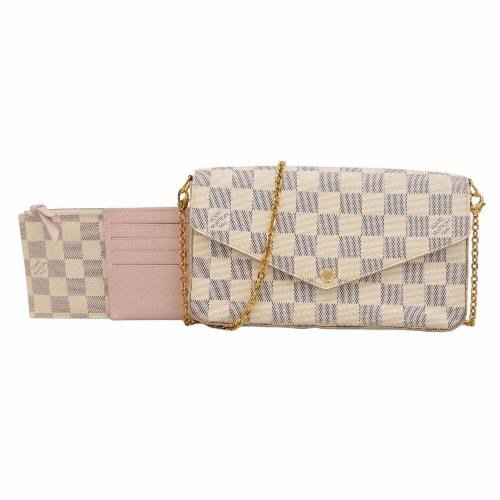 ルイ ヴィトン Louis Vuitton ルイ ヴィトン ショルダーウォレット ダミエ アズール ポシェットフェリシー N63106 ホワイト ローズバレリーヌレディース
