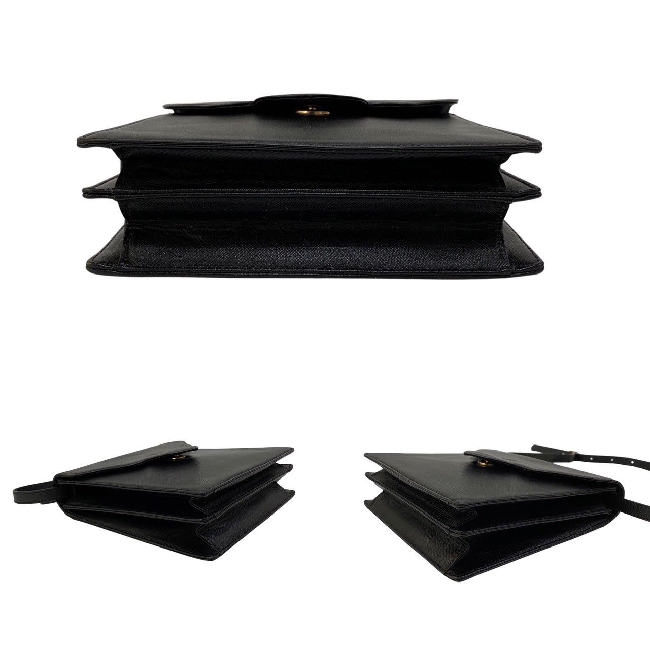 極 美品 YVES SAINT LAURENT イヴ サンローラン YSL ロゴ レザー 本革