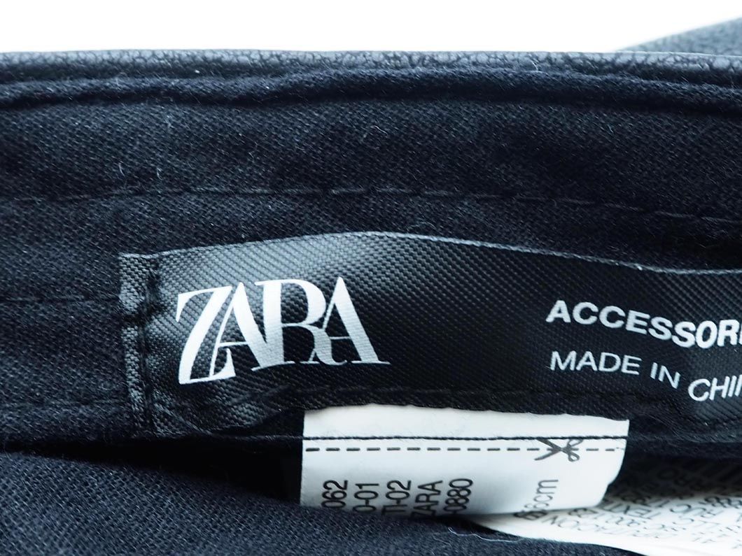 ZARA ザラ フェイクレザー ハンチング キャップ size56/黒 ◇■ レディース