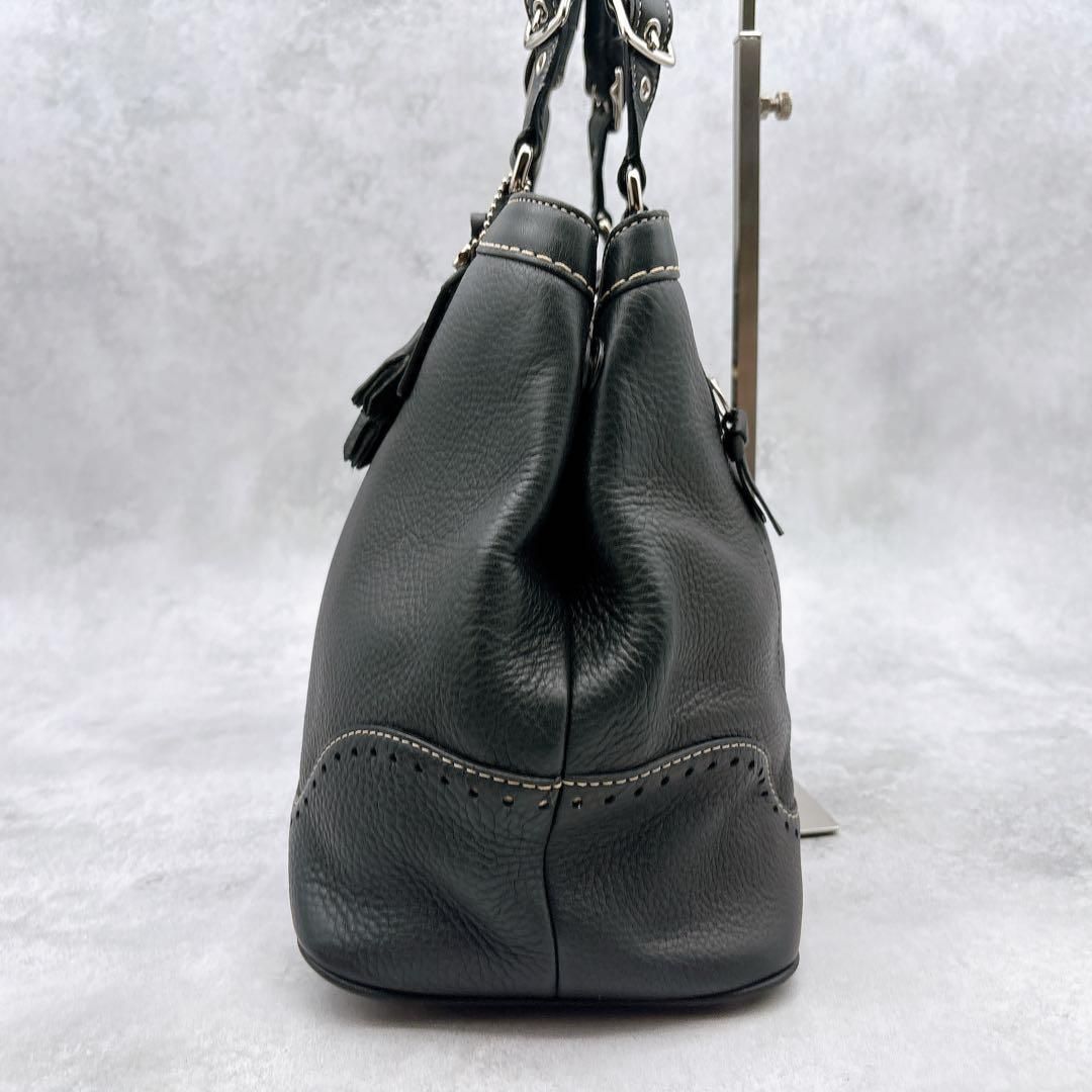 美品 コーチ トートバッグ A4 パンチング レザー ブラック