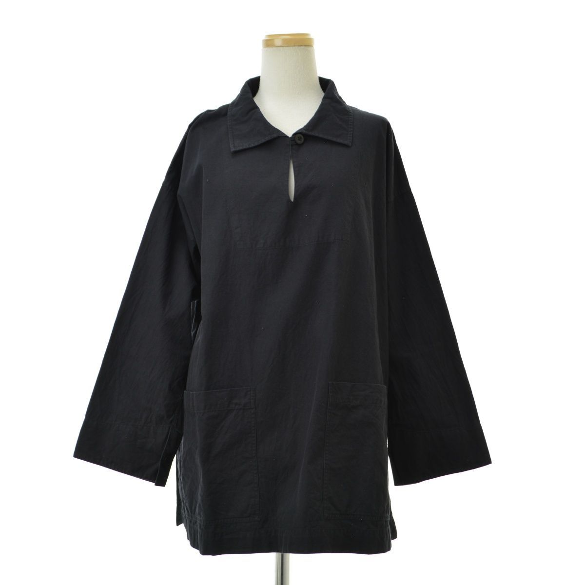 MHL. BLACK WARP COTTON DENIM スモック長袖シャツ MHL. BLACK WARP COTTON DENIM スモック長袖シャツ