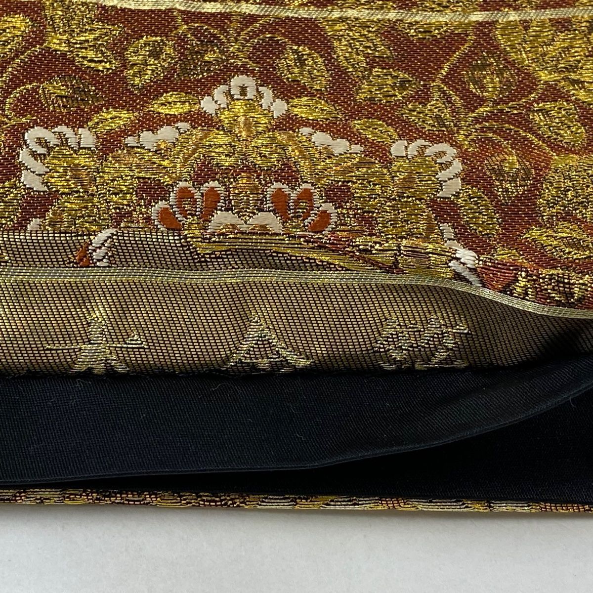 袋帯 美品 秀品 華文 花鳥 箔 金糸 金色 六通 正絹 【中古