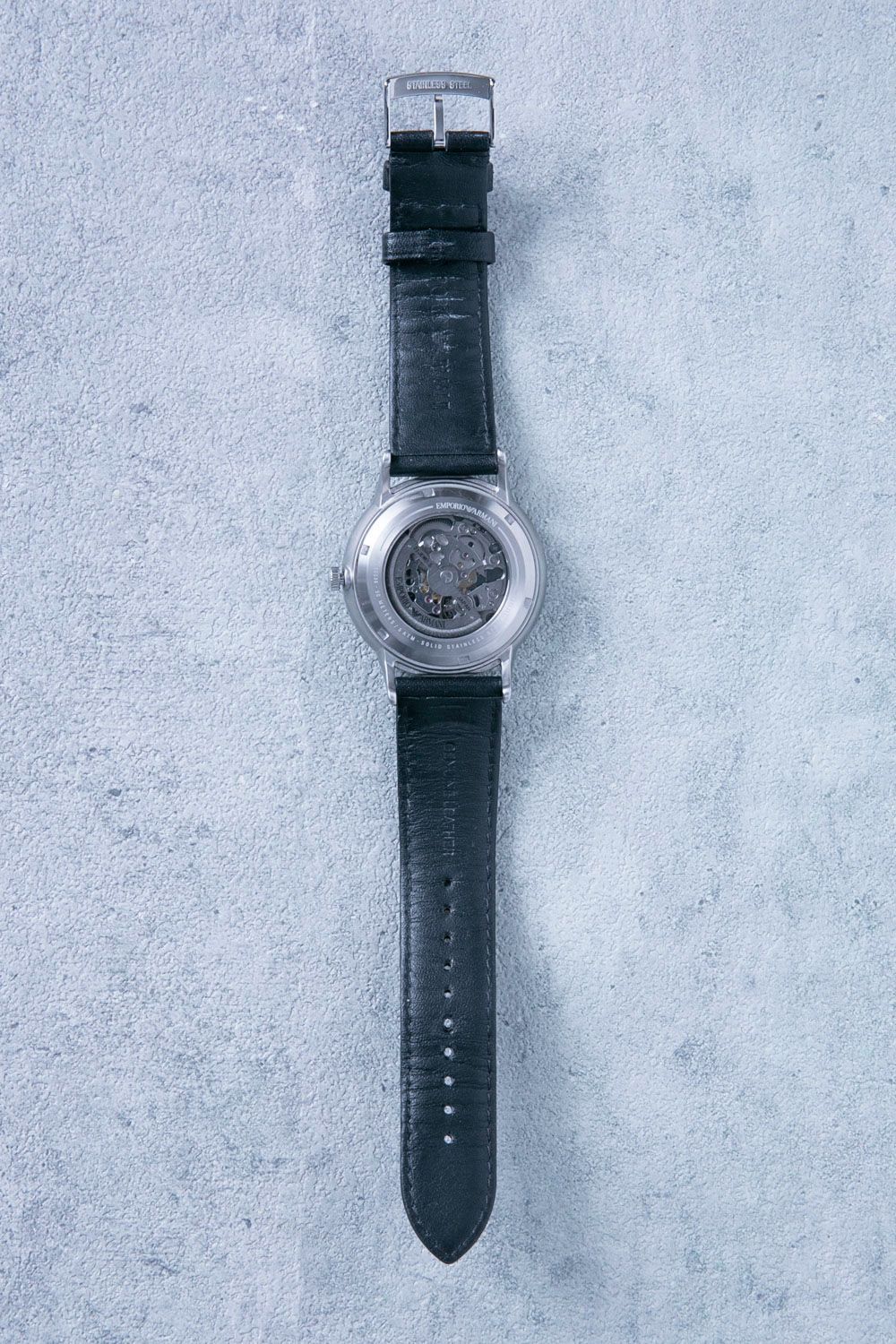EMPORIO ARMANI エンポリオアルマーニ スケルトンレザーブラック