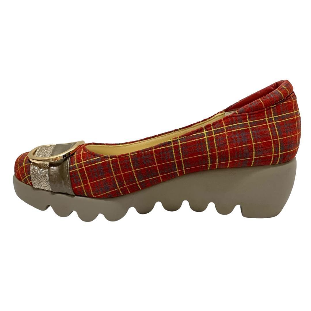  ヒルズアヴェニュー 23.5 パンプス ウェーブソール チェック ウェッジソール バックル デザイン ハイヒール パンプス パンプス