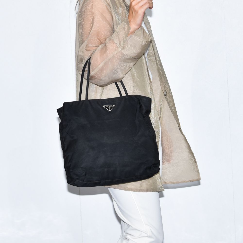 中古USED PRADA トートバッグ ナイロン ブラック ロゴ 45246