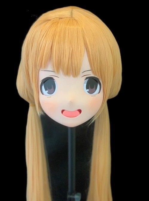 全頭マスク カツラ付き ロック付き NO.35 フルマスク ドール ヘッドロリータ人形 コスプレ マスク 変身 仮装 着ぐるみ 二次元美少女