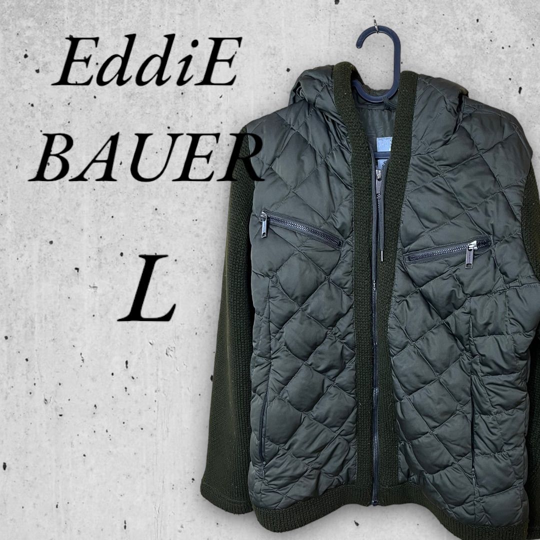EddiE BAUER エディーバウアー ダウンジャケット ニット カーキ L