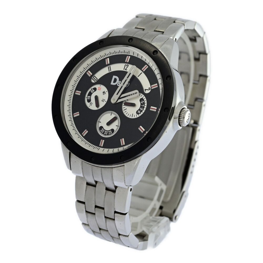 DOLCE ＆ GABBANA ドルチェアンドガッバーナ ブラック文字盤 クォーツ 時計|SS|stainless steal-124.1g|ブラック×シルバー ♂ A メンズ 555521