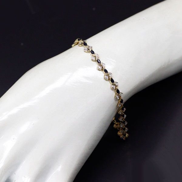 K18YG/WG サファイア ダイヤモンド ブレスレット 2.40ct D0.30ct