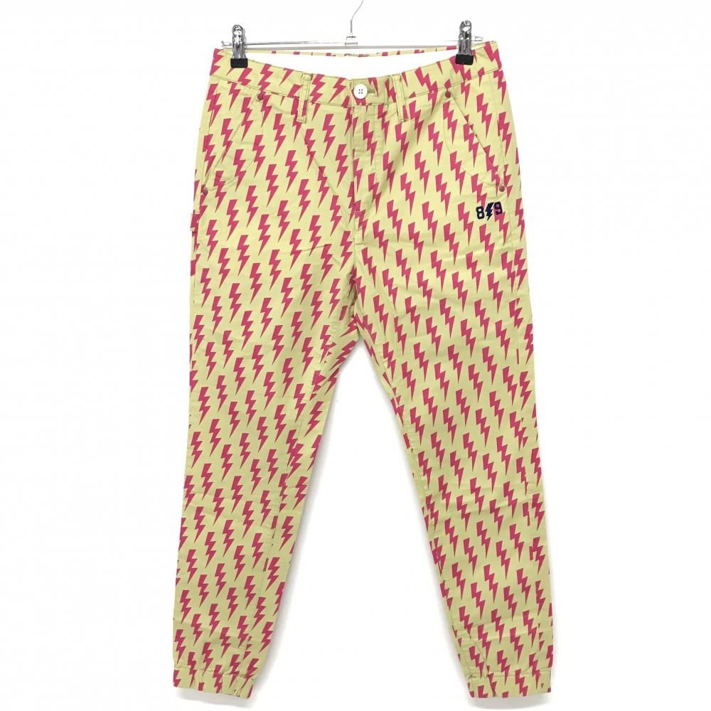 パーリーゲイツ ジョガーパンツ ベージュ×ピンク 稲妻柄 ストレッチ レディース 1 M ゴルフウェア PEARLY GATES