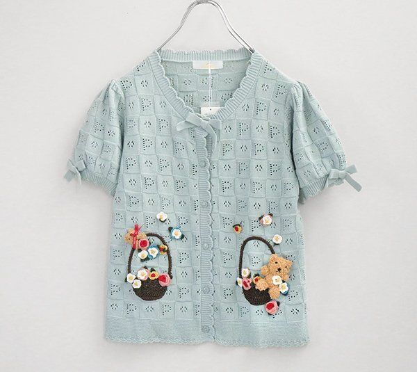 未使用☆ PINK HOUSE ◇ テディモチーフ 透かし編み