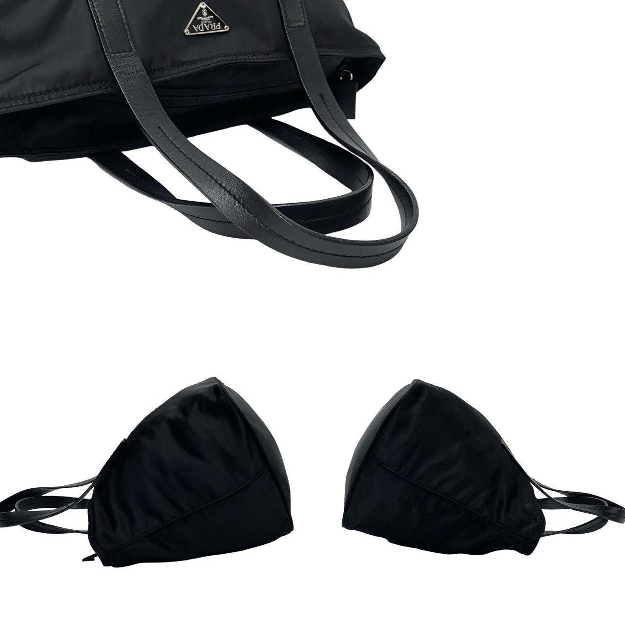 極 美品 希少品 カード付き PRADA プラダ 三角ロゴ 金具 ナイロン 