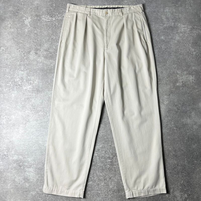90s POLO RALPH LAUREN 2タック コットン チノ パンツ 36 30 / 90年代