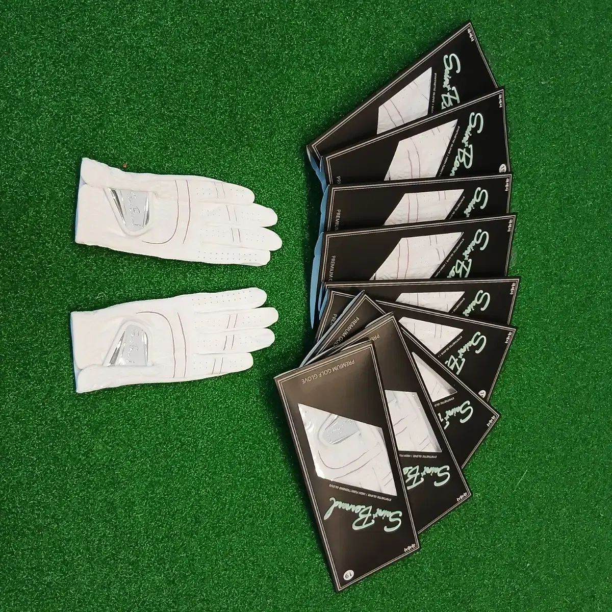 レディース ゴルフ シリコン 合皮手袋 両手 19号 10個