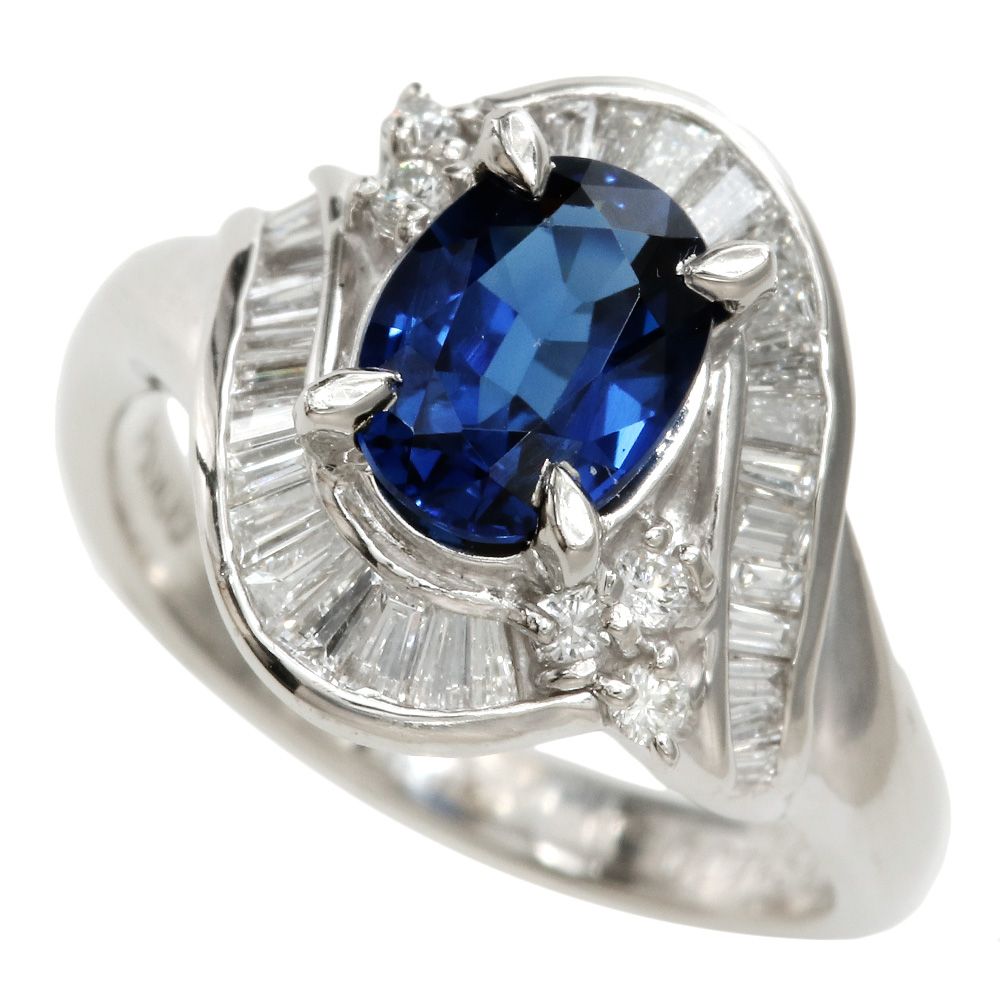 プラチナ サファイア ダイヤモンド リング 保証付き 本物保証】 鑑付  