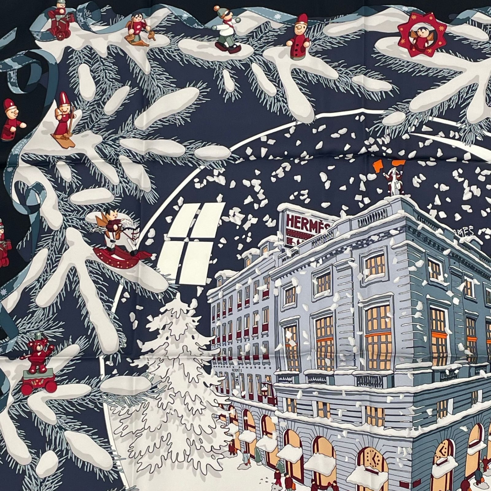極美品 Hermes エルメス カレ90 Noel au 24 Faubourg フォーブル