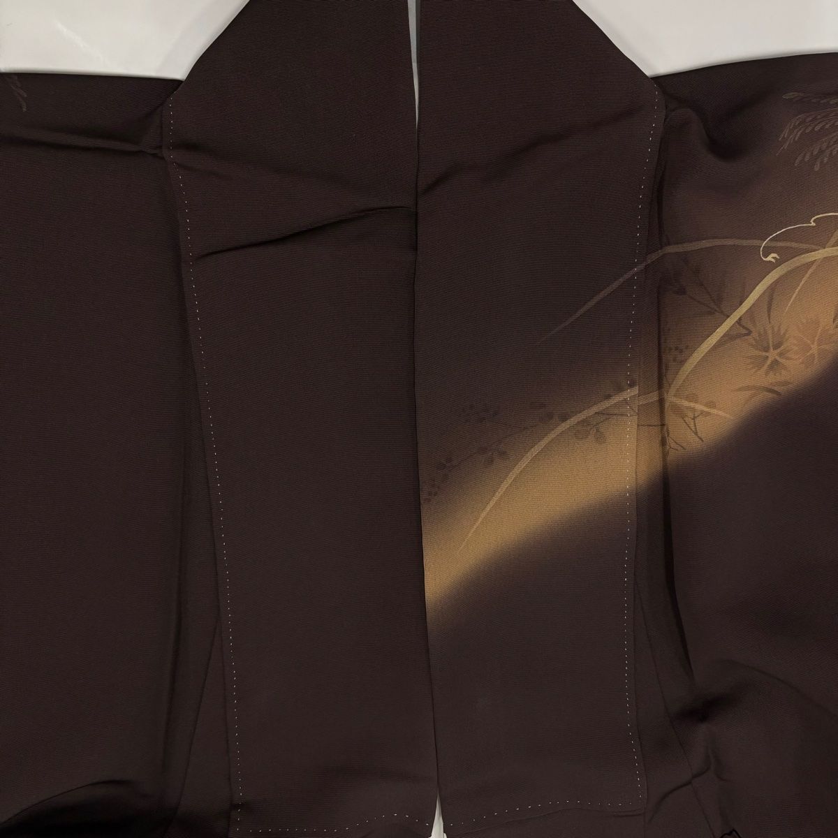 訪問着 身丈157cm 裄丈65.5cm M 袷 蔦 ススキ 金糸 金彩 焦茶色 正絹 秀品 WWW_WOWDIGSITE_COM