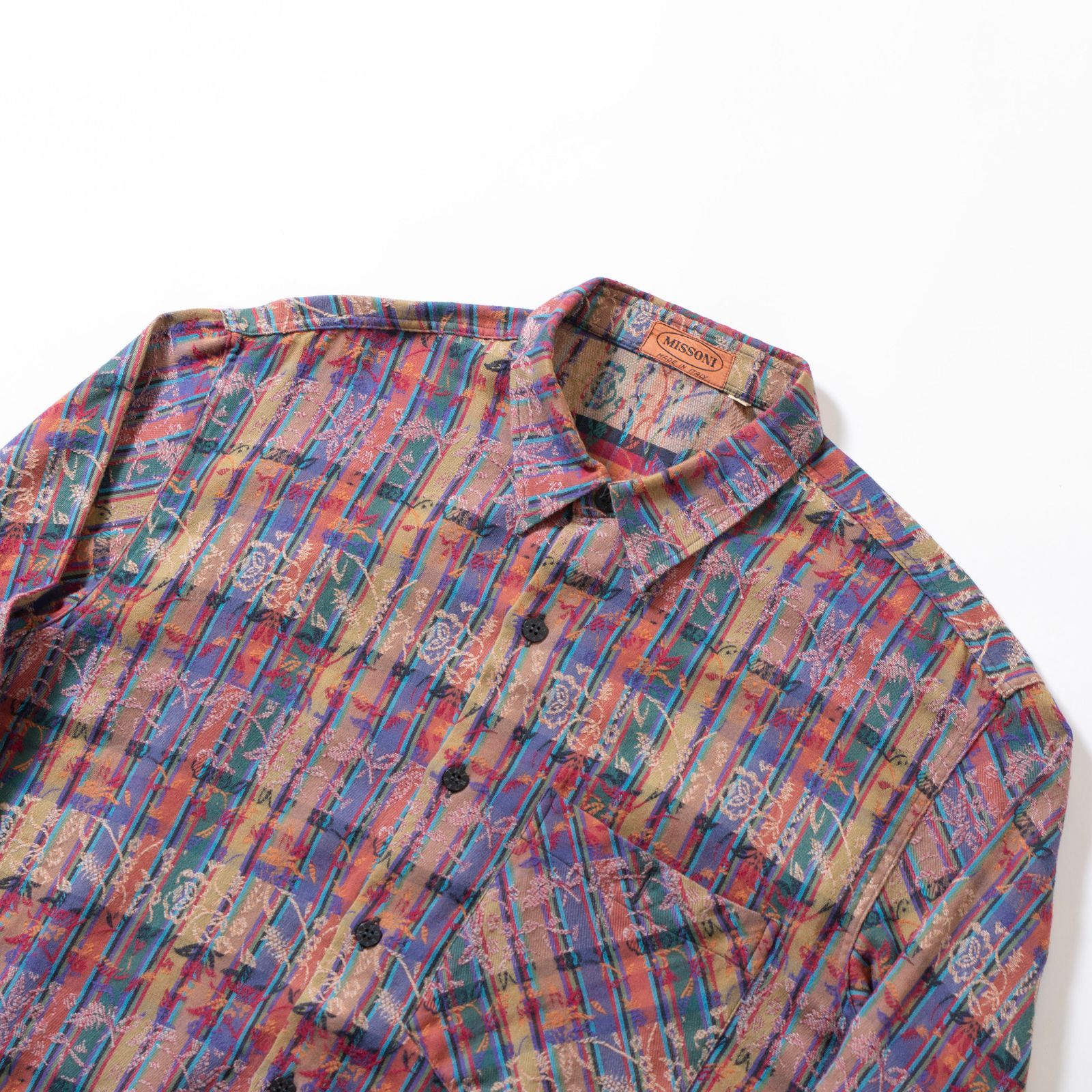 MISSONI◆長袖シャツ/11/コットン/BRD/総柄 ミッソーニ MISSONI 総柄 コットンシャツ チェックシャツ 柄
