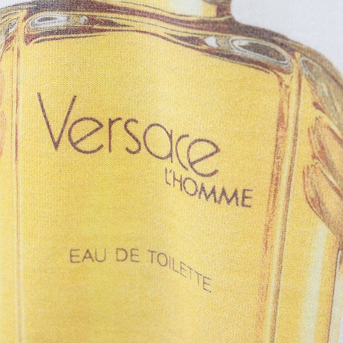 【美品】ヴェルサーチ /HOMME PROFUMI 香水 プリント メデューサ トレーナー スウェット 丸首 袖リブ 裾リブ 長袖 トップス MITCHEL FIT メンズ サイズ XL ホワイト 白 イタリア製 VERSACE 美品】ヴェルサーチ /HOMME PROFUMI 香水 プリント メデューサ