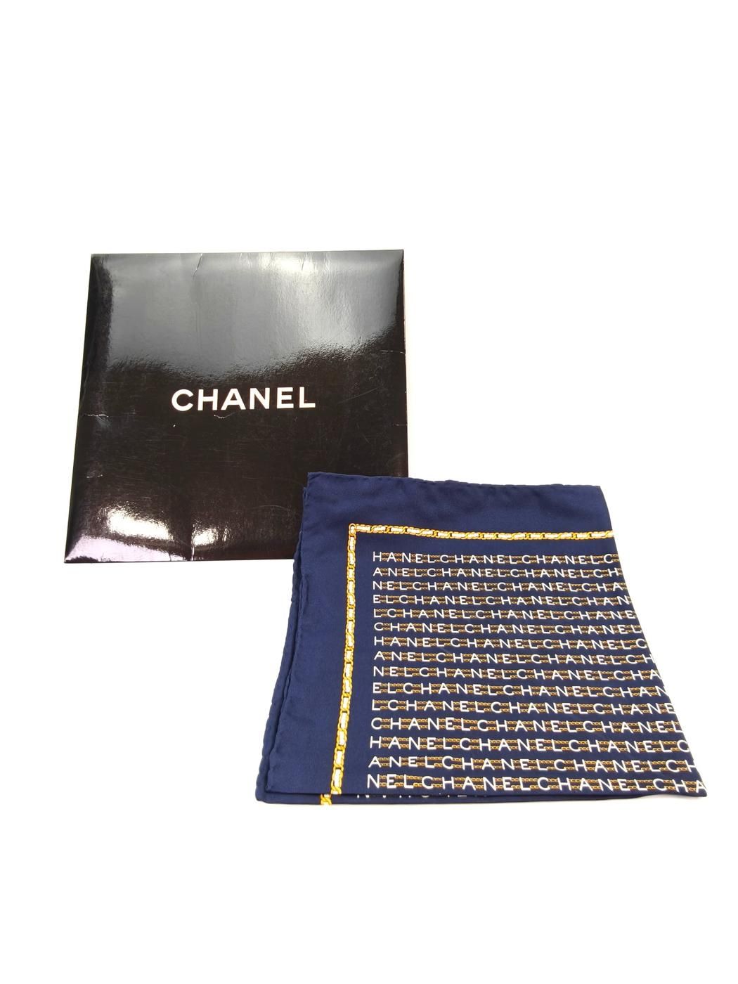 CHANEL シャネル スカーフ シルク ハンカチ ネイビー 管理番号