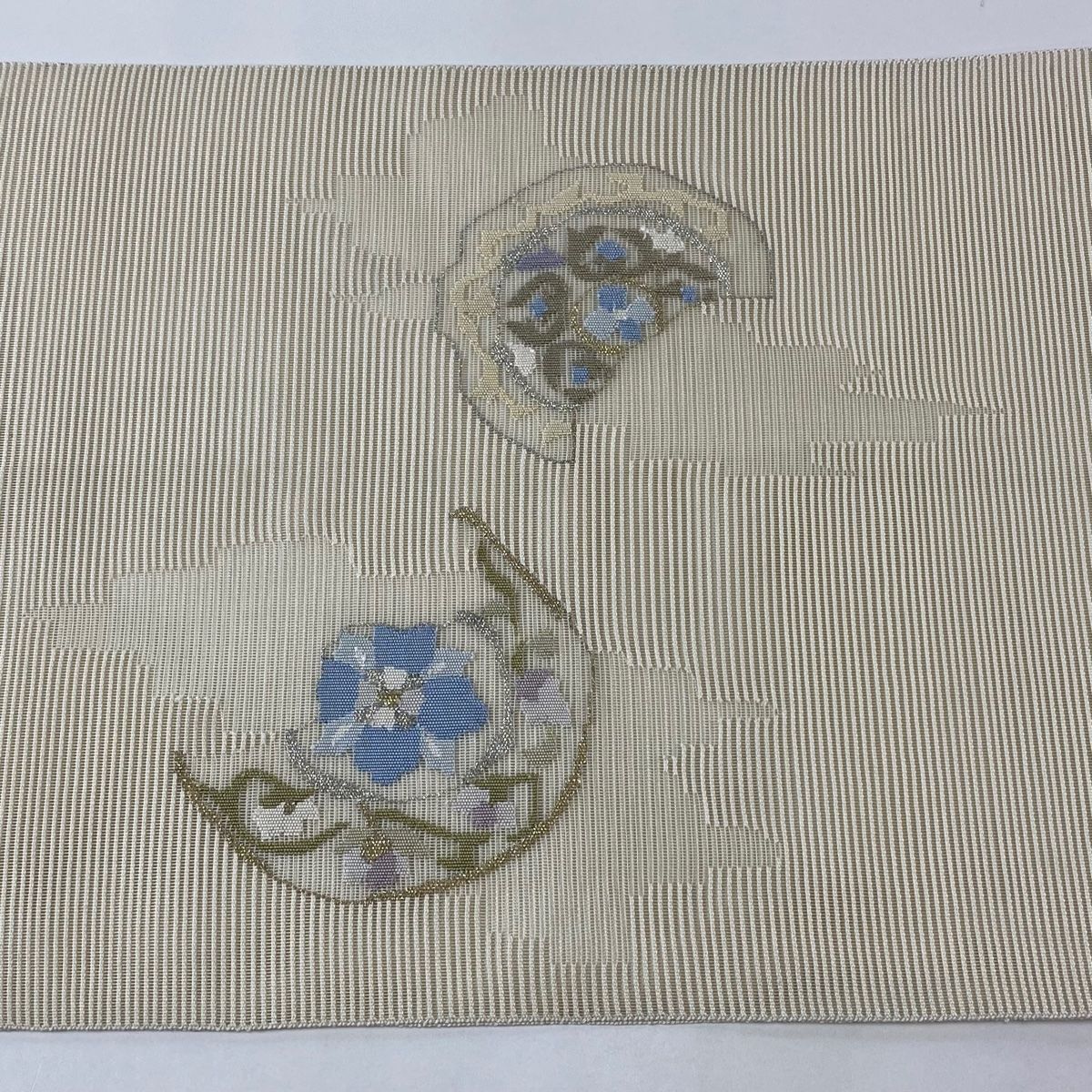 名古屋帯 秀品 夏帯 絽 トンネル仕立て 八寸名古屋帯 鏡裏文 花
