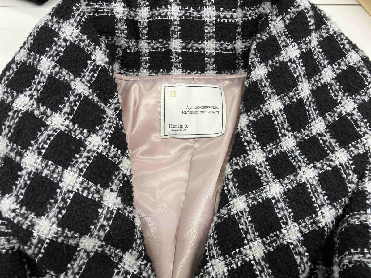 新品タグ付】Her lip to LOOP YARN TWEED BELTED DOWN COAT