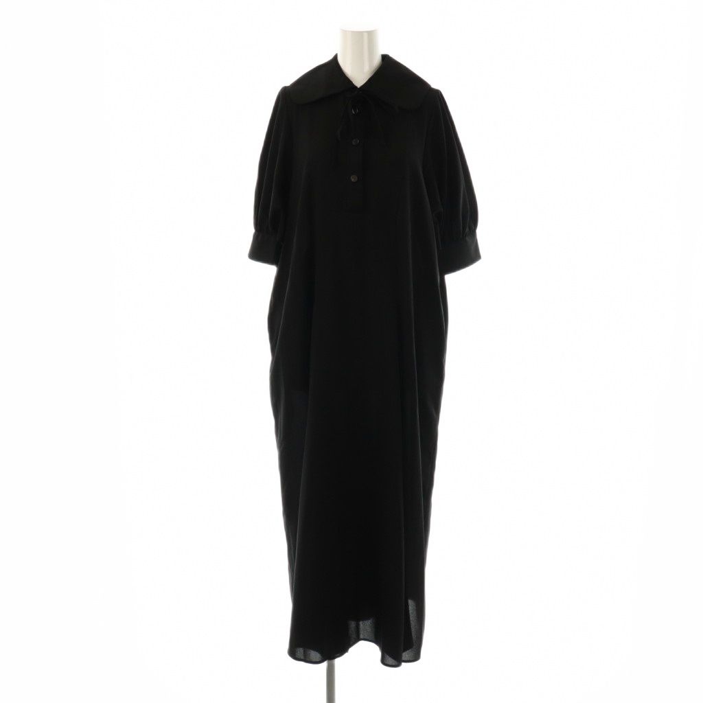 エンフォルド ENFOLD 24SS SQUARE-SLEEVES DRESS ワンピース ロング 半袖 36 ブラック HK OS