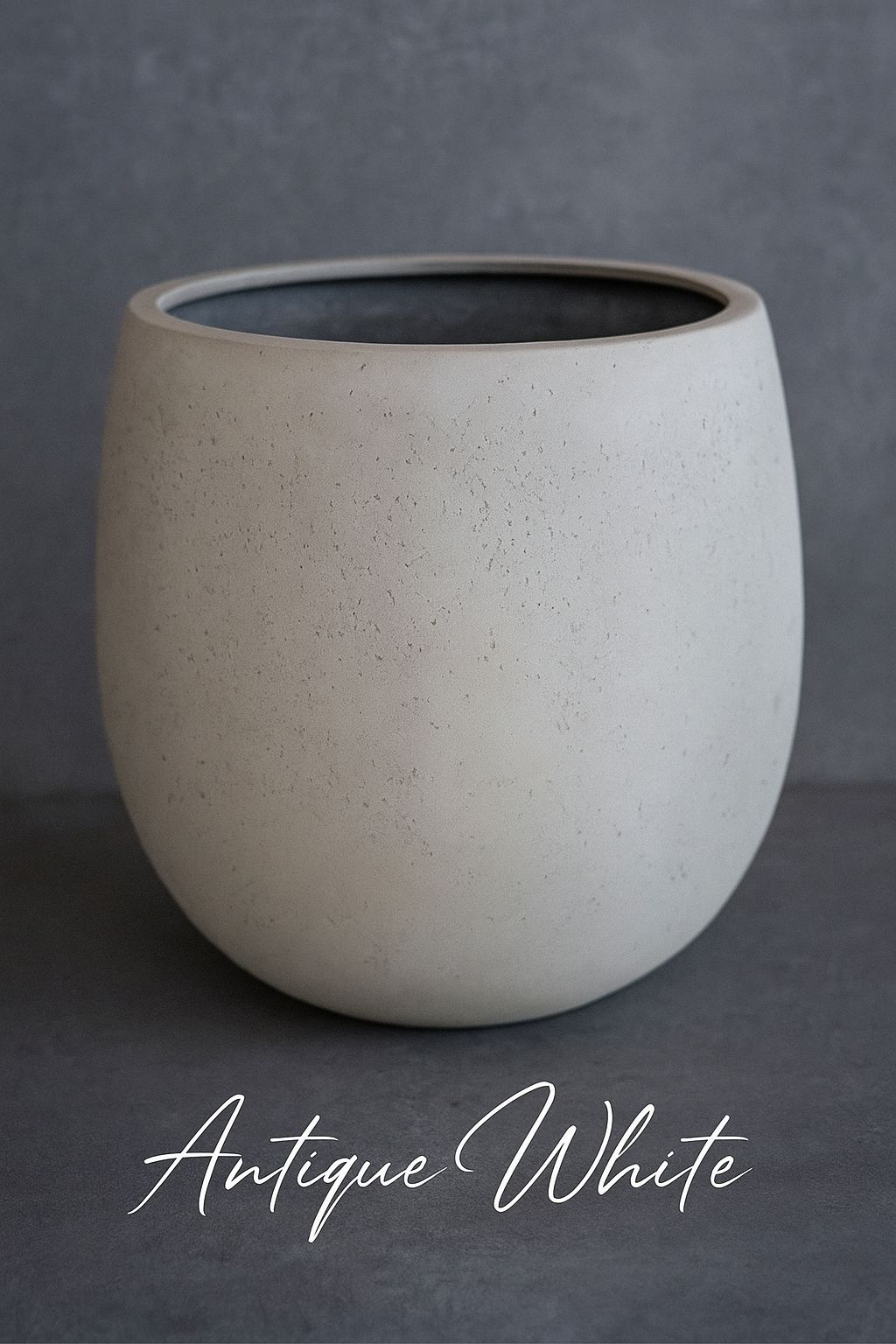 テラニアスバルーン セメント風 植木鉢 アンティークホワイト アンティークブラウン