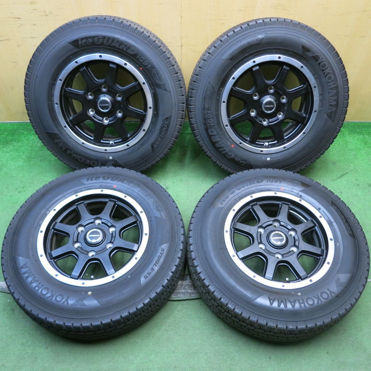 バリ溝 21年 9.5分 ハイエース 等 スタッドレス 195 80R15 107 105L ヨコハマ アイスガード iG91 ROADMAX MiD 15インチ PCD139.7 6H 5092510HAス