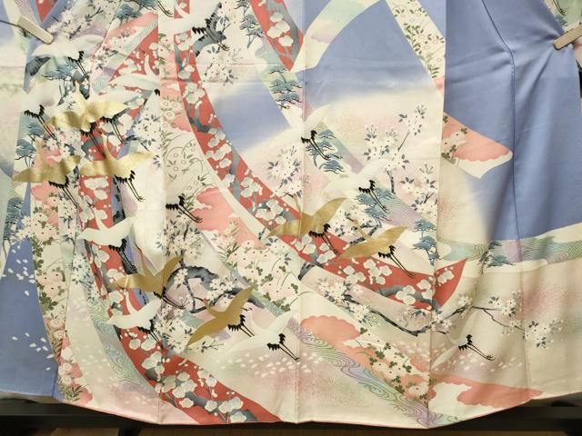 超お買い得品　豪華振袖　型染め　流水飛鳥花文　暈し染め　逸品 平和屋着物□豪華振袖 飛鳥文 暈し染め 金彩 やまと誂製 正絹