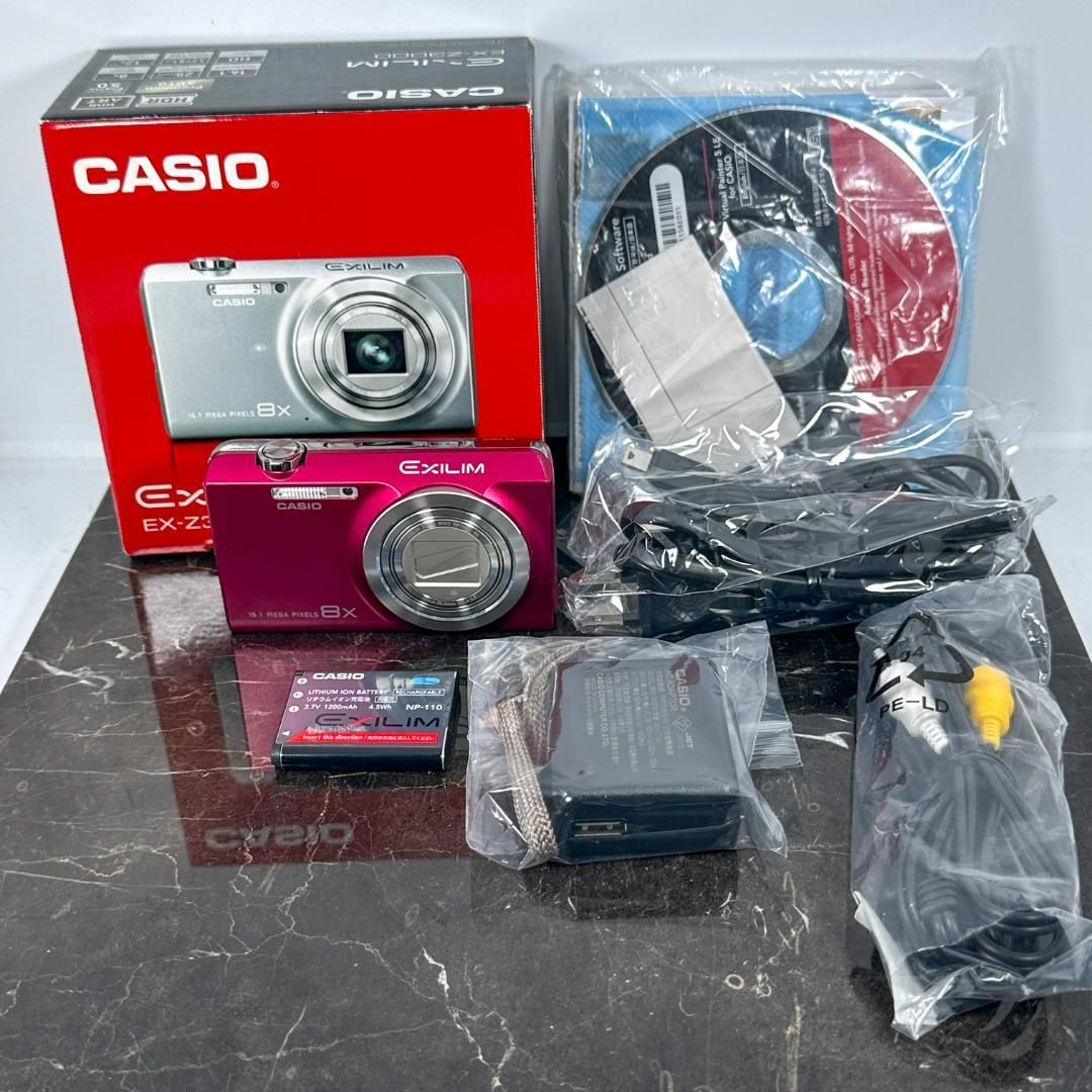 CASIO EXILIM EX-Z3000 レッド デジタルカメラ カシオ エクシリム コンパクトデジカメ コンデジ カメラ 動作品 タッチパネル操作 広角レンズ 大画面液晶 おしゃれカラー レトロデジカメ◯