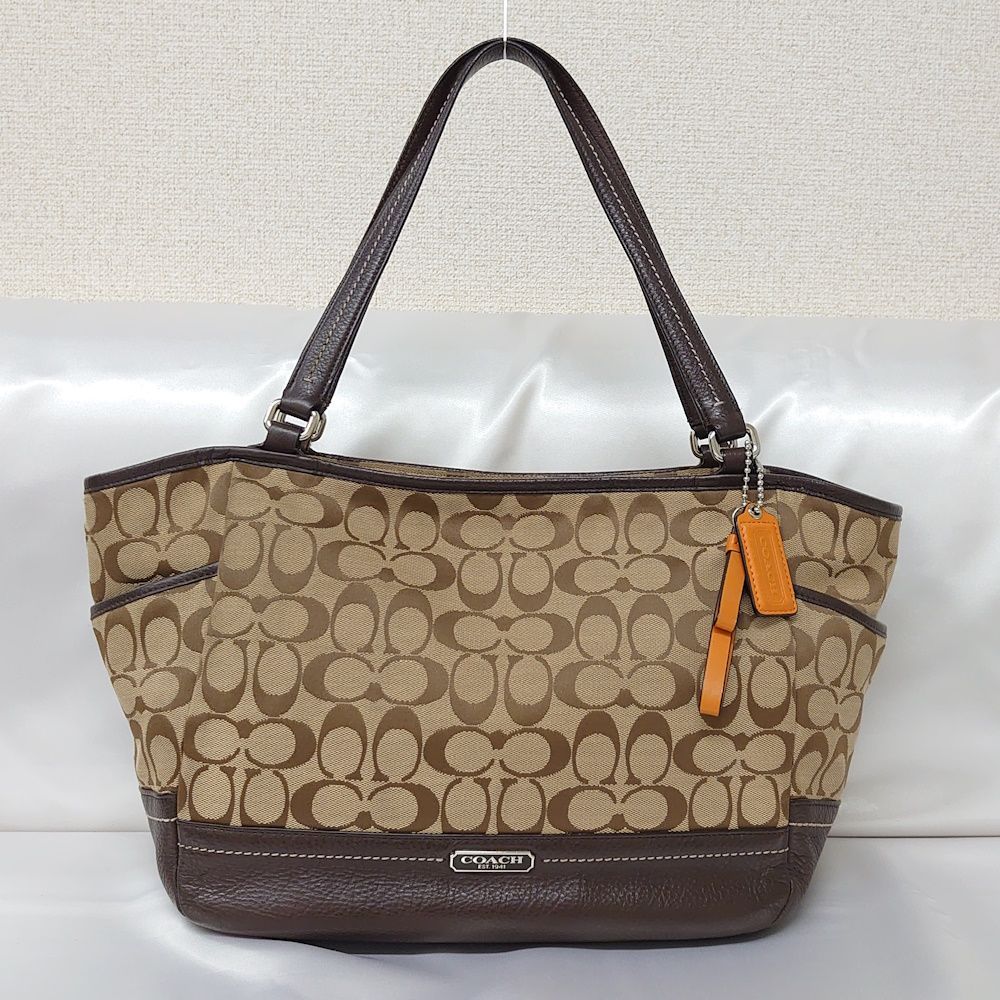 美品】COACH コーチ シグネチャートートバッグ ブラウン F23297