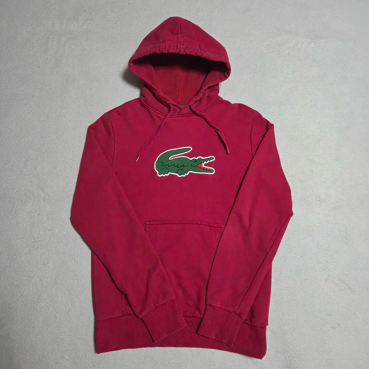 95 LACOSTE(ラコステ) ビッグロゴ ロングスリーブフード付きスウェットシャツ M