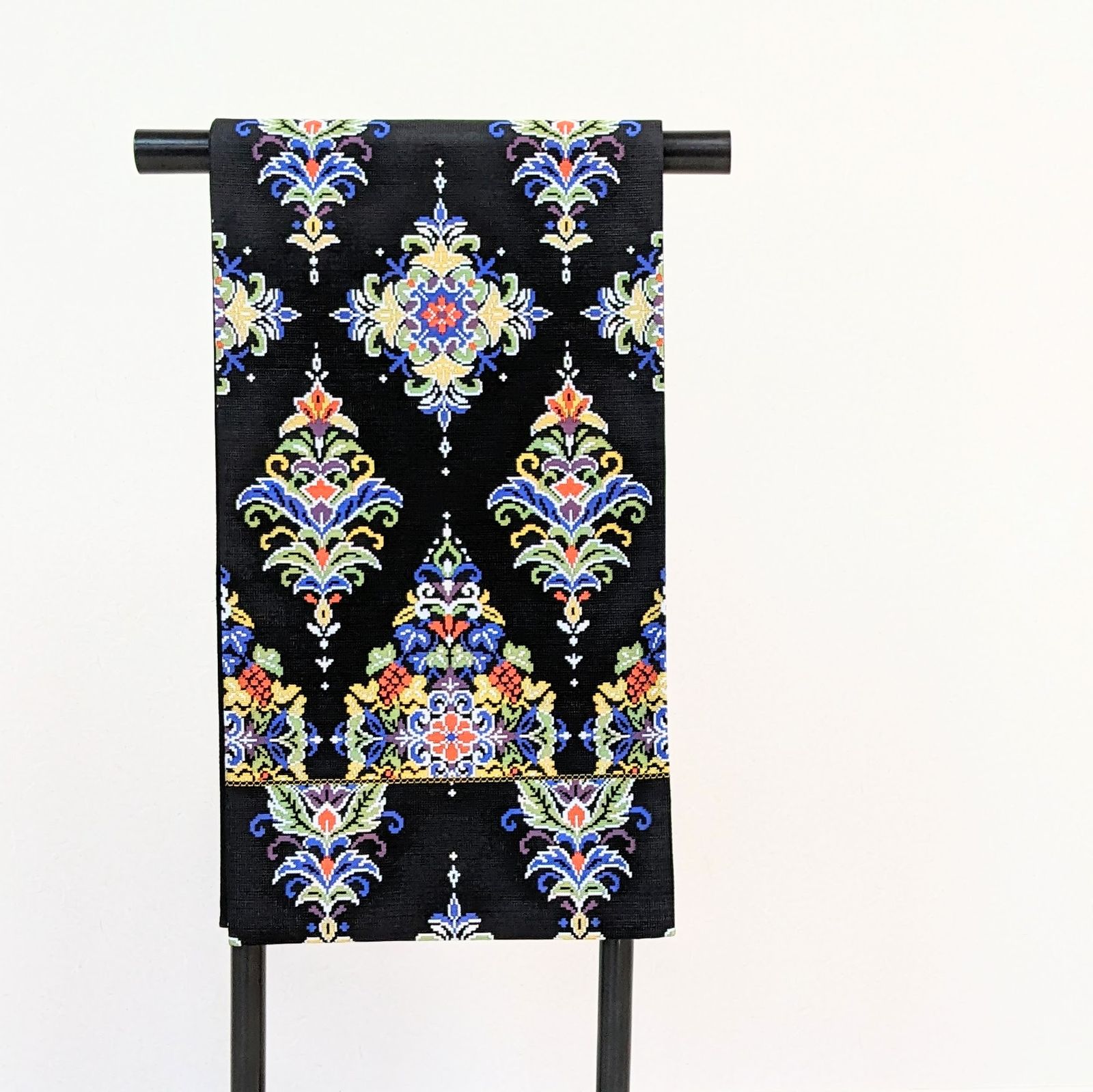 新品・仕立て上がり】正絹 袋帯 カジュアル 黒 ブラック モダン b90  