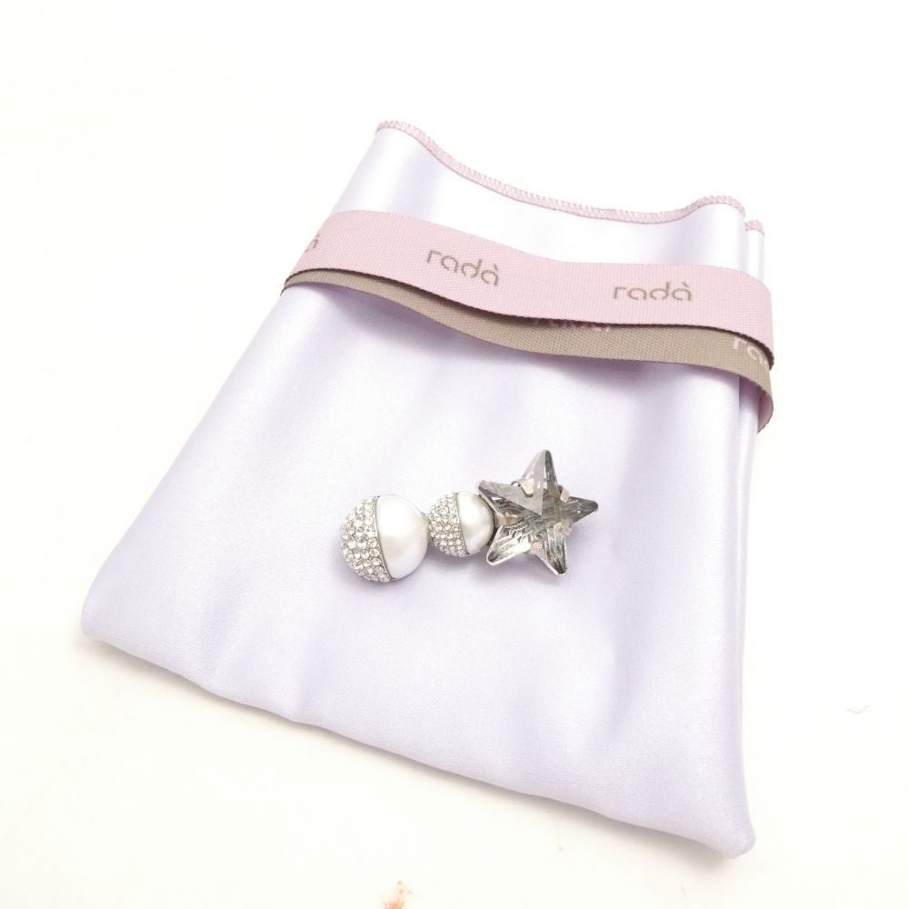 美品 rada ラダ ピン ブローチ 1点 ガラス パール スター