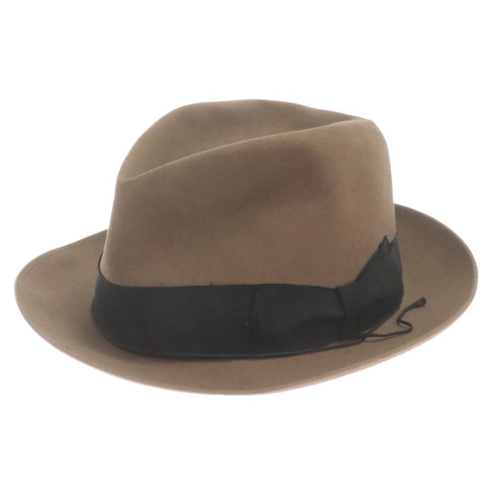 Borsalino (ボルサリーノ) フェルト ウール 中折 リボンハット 帽子 ブラウン