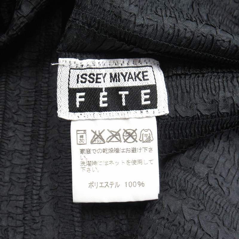 美品 15ss イッセイミヤケ フェット ギャザープリーツ加工 ノースリーブ カットソー シャツ モックネック 02 ブラック レディース ◆12 美品 15ss イッセイミヤケ フェット ISSEY MIYAKE FETE ギャザー
