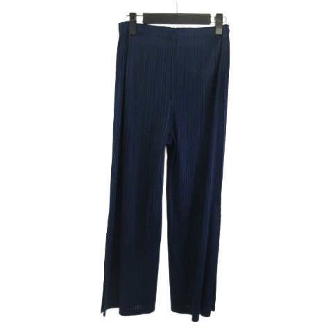 プリーツプリーズ PLEATS PLEASE 25SS プリーツ ワイドパンツ ネイビー 紺 3 PP51JF125