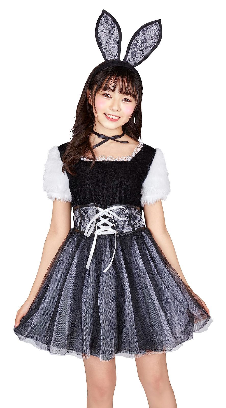 【在庫処分】ハロウィン コスプレ バニララビット キッズ COSCHU! ジュニア 150cm クリアストーン(Clearstone) 女の子 ホワイト
