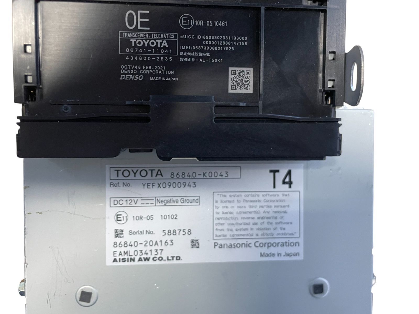 管理番号 4231 ヤリス 86840-K0043 ﾄﾖﾀ純正ﾃﾞｨｽﾌﾟﾚｲｵｰﾃﾞｨｵ BRIGHTFACE_UK